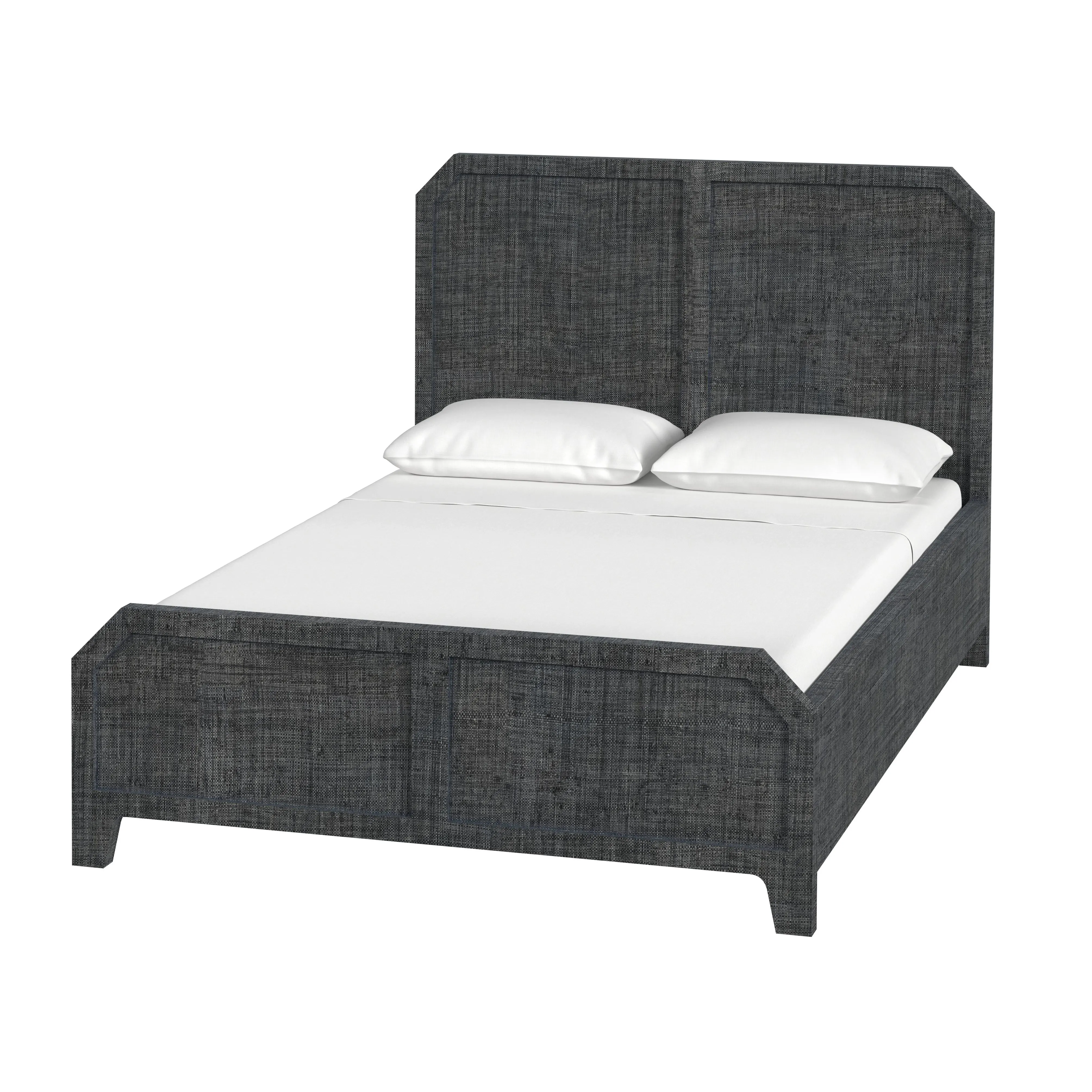 Bar Harbor Queen Raffia Panel Bed in Gray  5706420