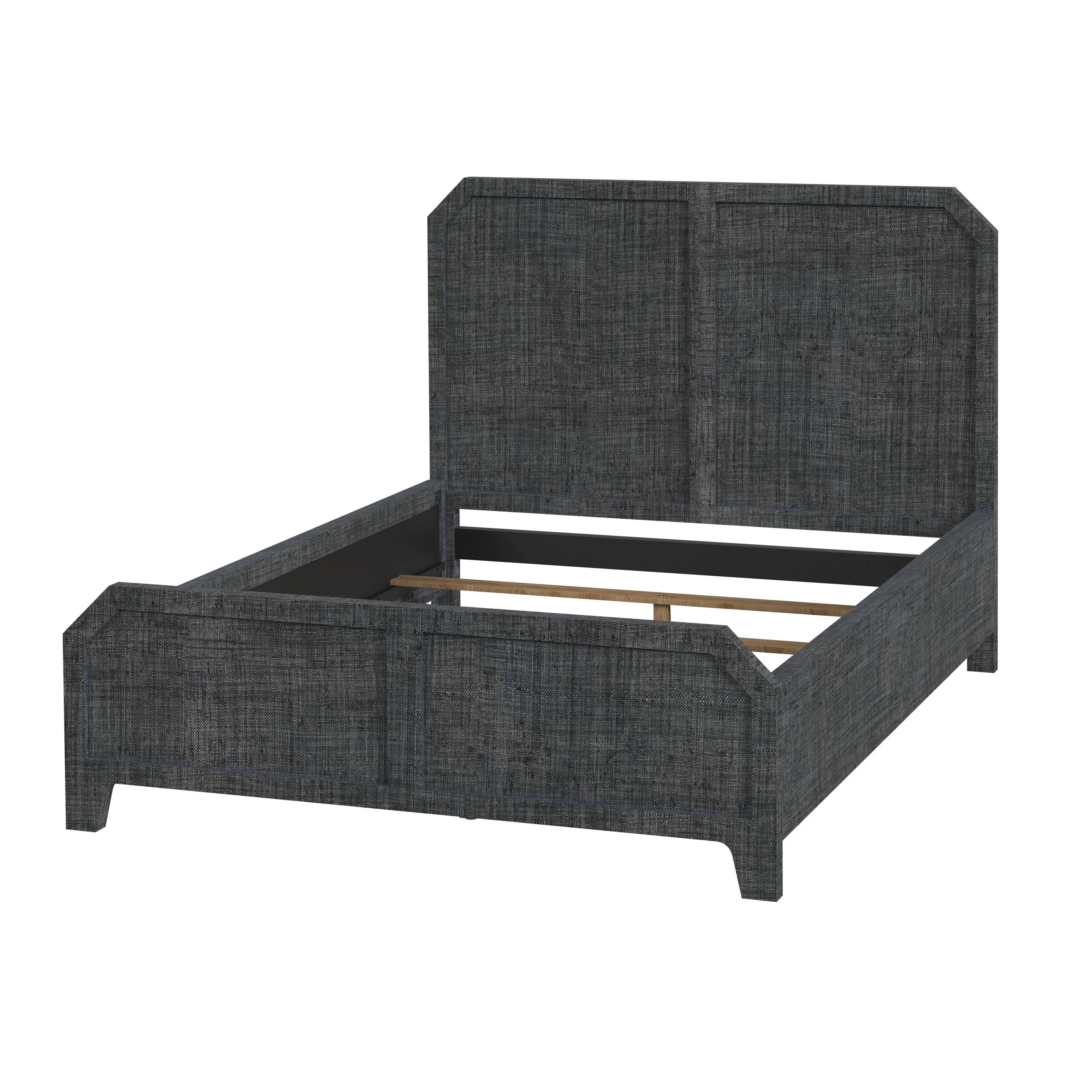 Bar Harbor Queen Raffia Panel Bed in Gray  5706420