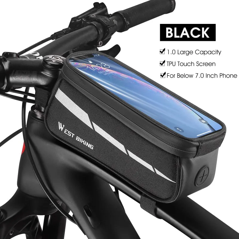 Bicycle Bag 6.0-7.2 Inch Phone Bag Waterproof Front Frame Cycling Bag Sensitive Touch Screen MTB Road Bike Bag