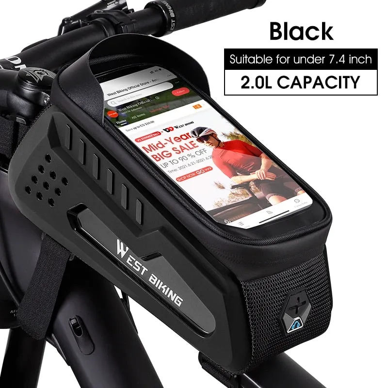 Bicycle Bag 6.0-7.2 Inch Phone Bag Waterproof Front Frame Cycling Bag Sensitive Touch Screen MTB Road Bike Bag