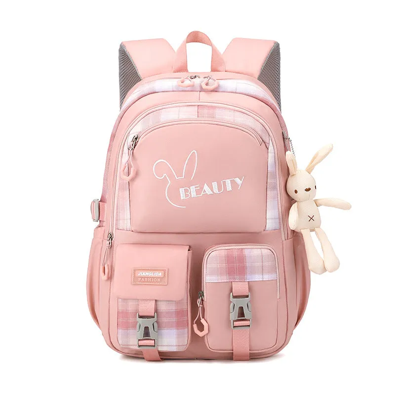 Big Middle School Student Backpack Schoolbag (doll is included)