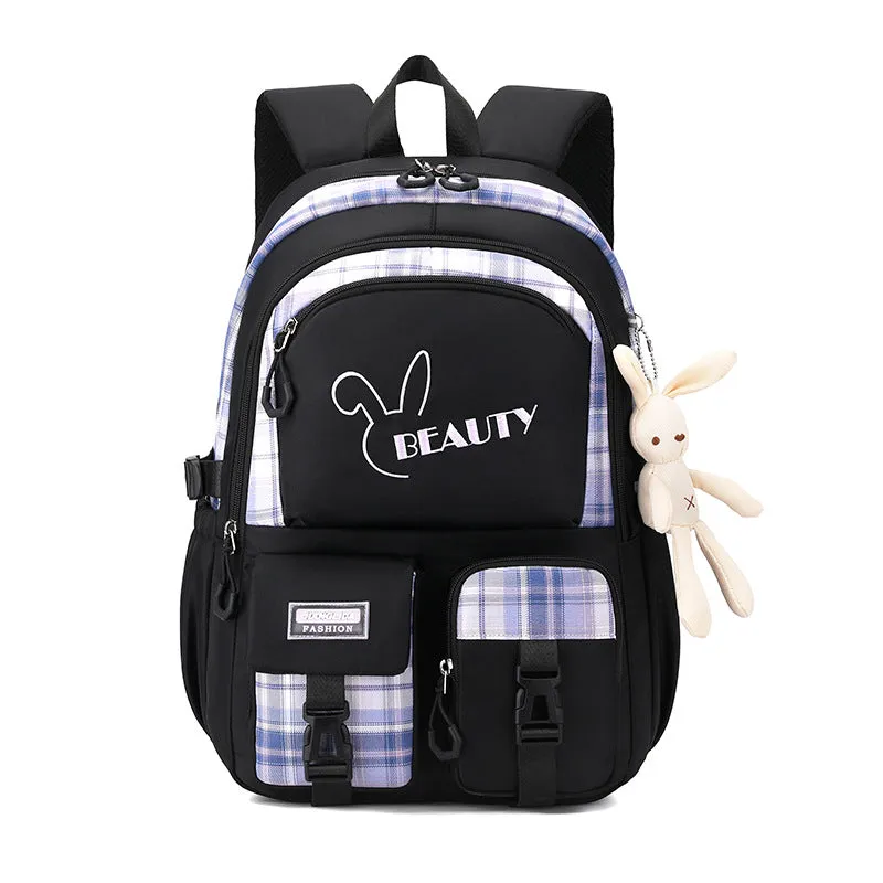 Big Middle School Student Backpack Schoolbag (doll is included)