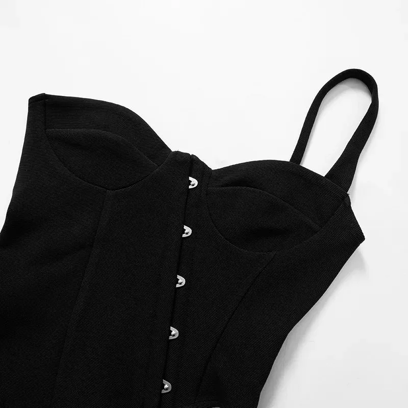 Black Asymetric Stylish Corset Top