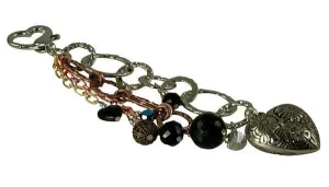 Black Crystal Gemstone Beaded Purse Charm