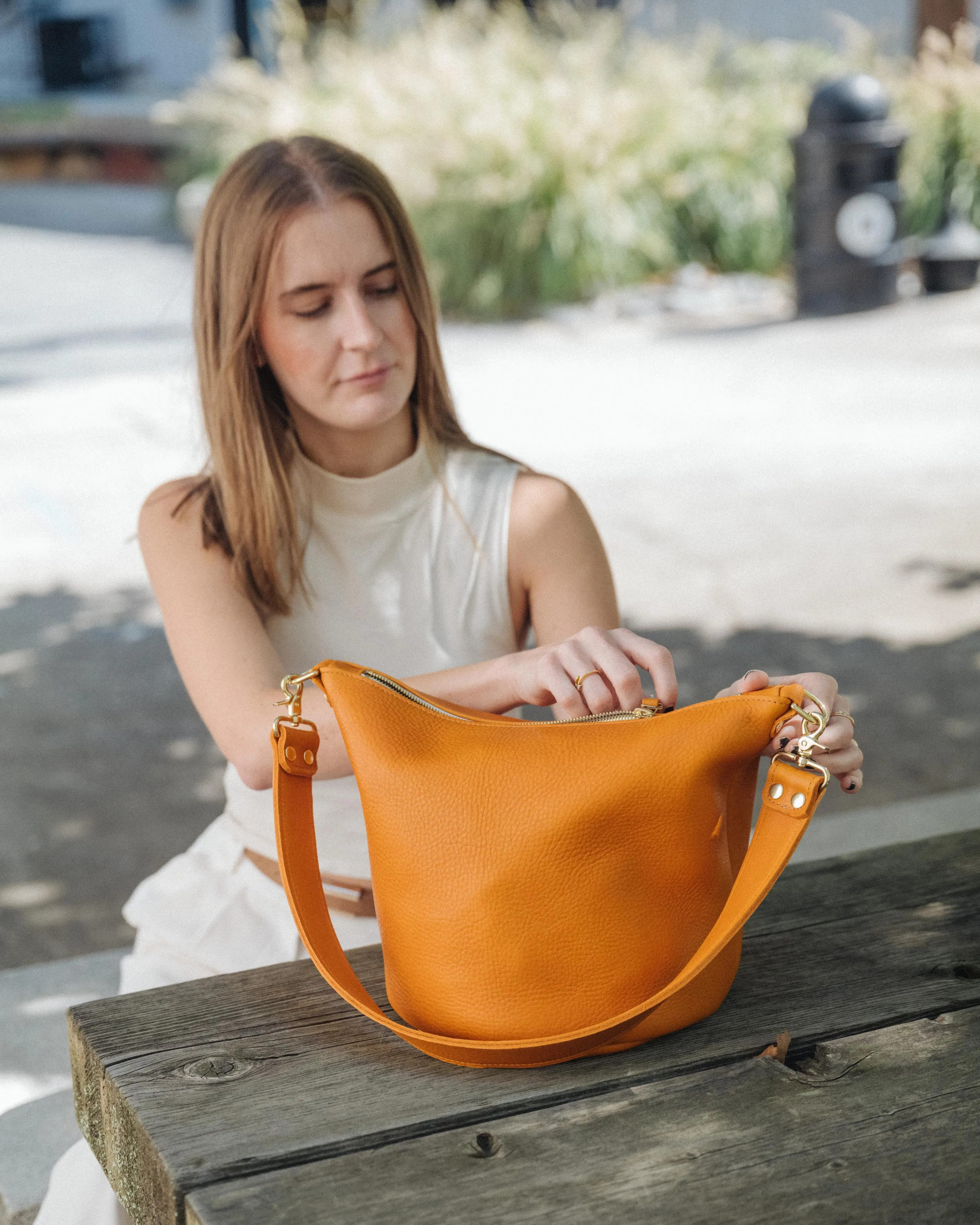 Black Cypress Zip-Top Bucket Bag