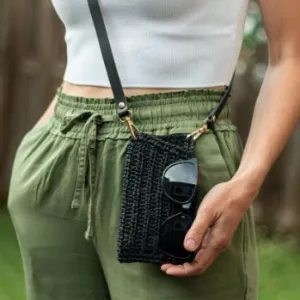 Black Raffia Mobile Phone Bag