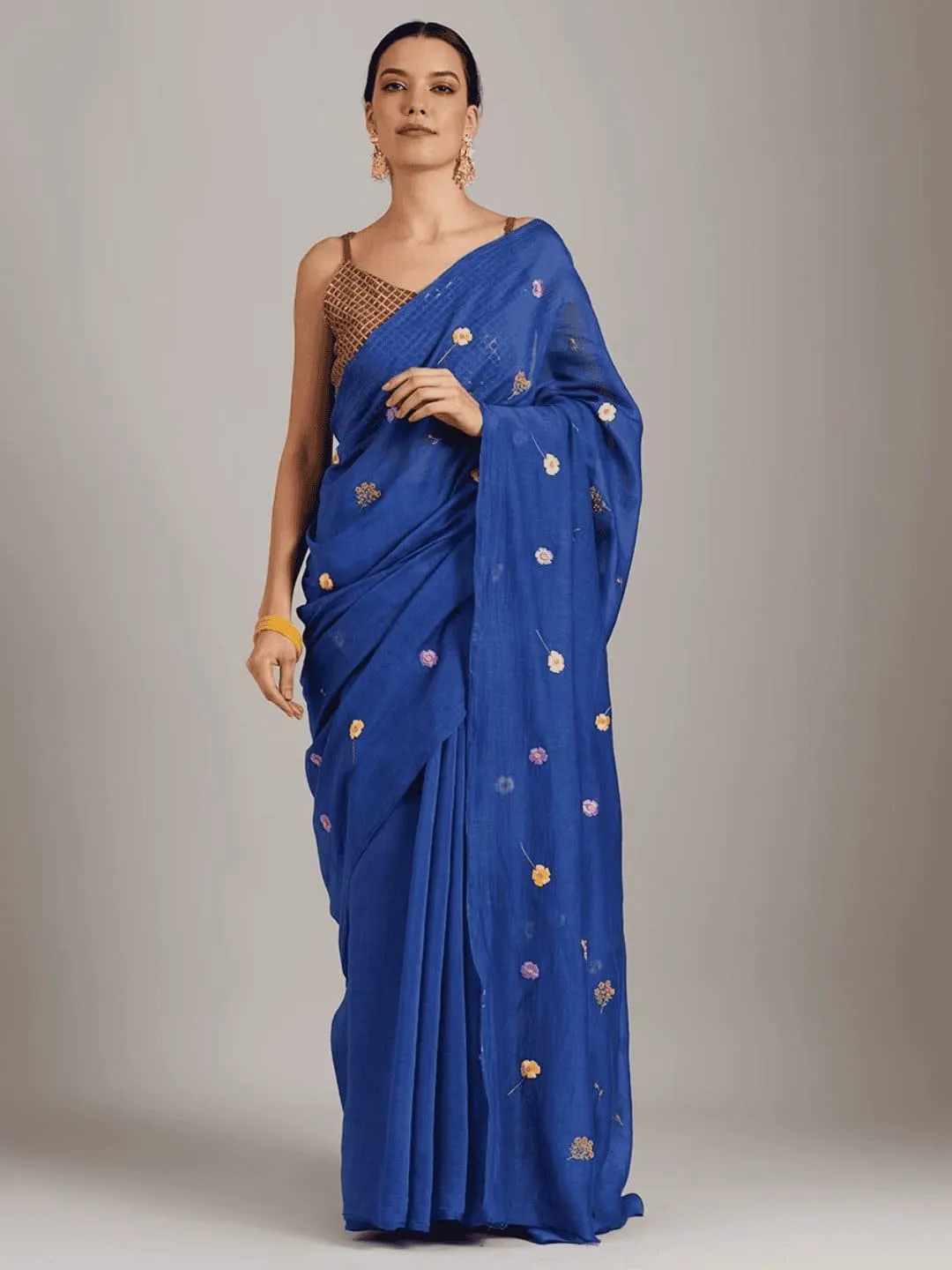 Blue Adda Work Silk Chanderi Saree