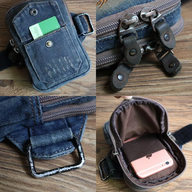 Blue Denim Cell Phone HOLSTER Arm Pouches for Men Arm Bags Arm HOLSTER For Men