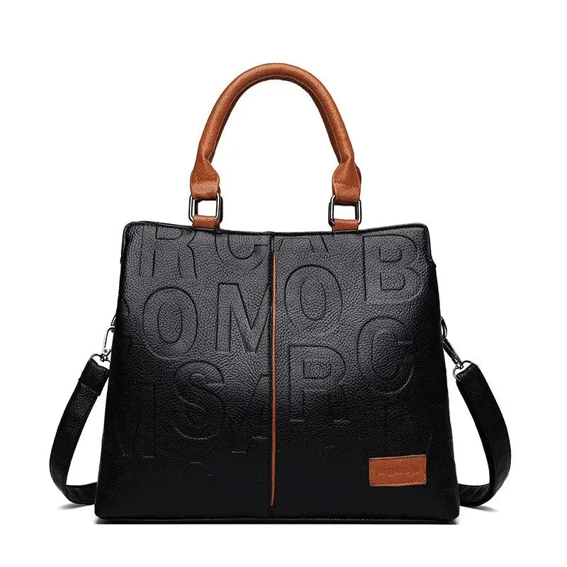 Bold Typographic Leather Tote