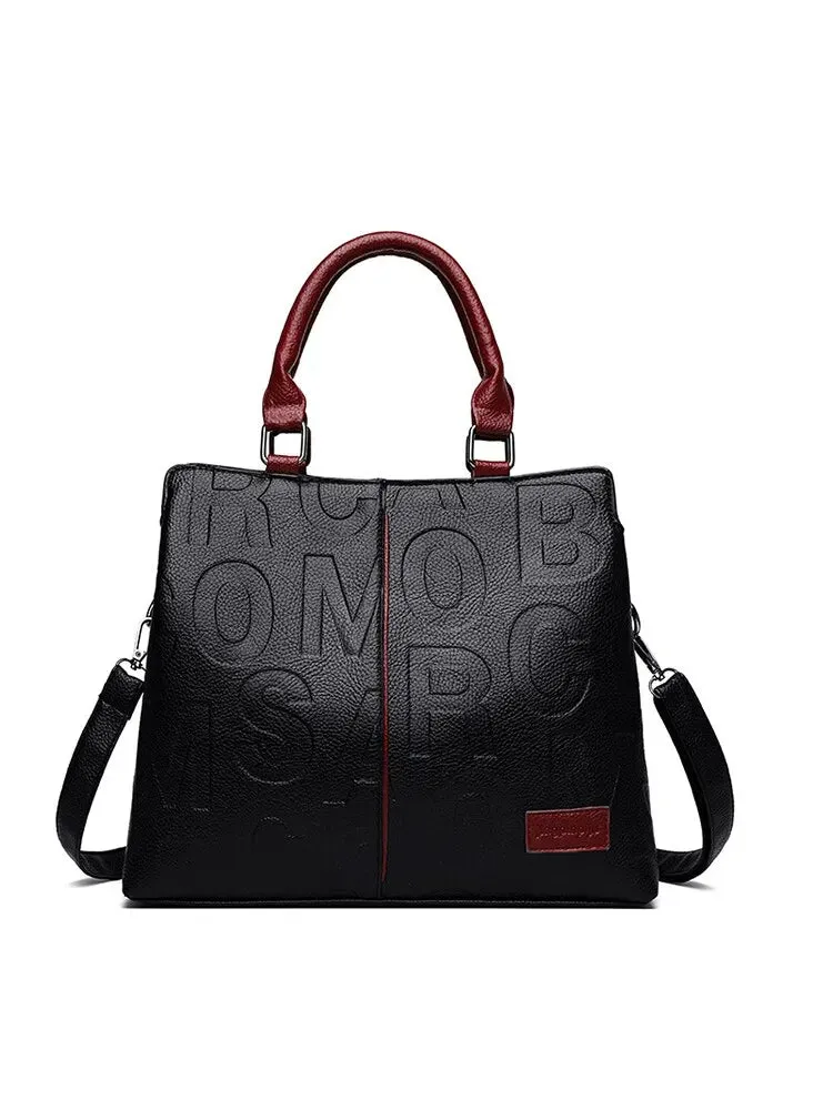 Bold Typographic Leather Tote