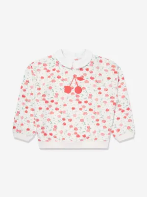 Bonpoint Girls Claudine Cherry Sweatshirt in White