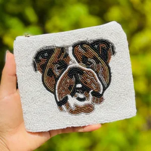 Bulldog Face Beaded Coin Purse