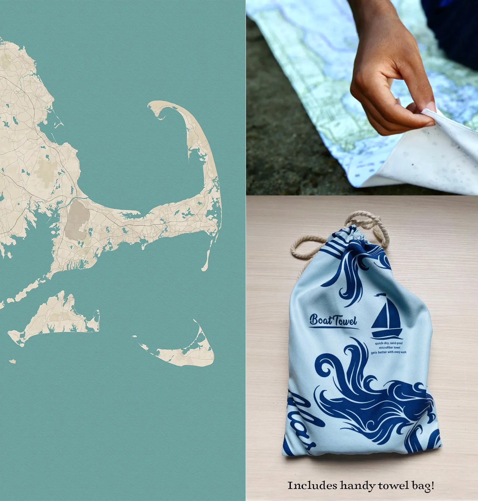 Cape Cod & The Islands Sea Glass map Quick Dry Towel