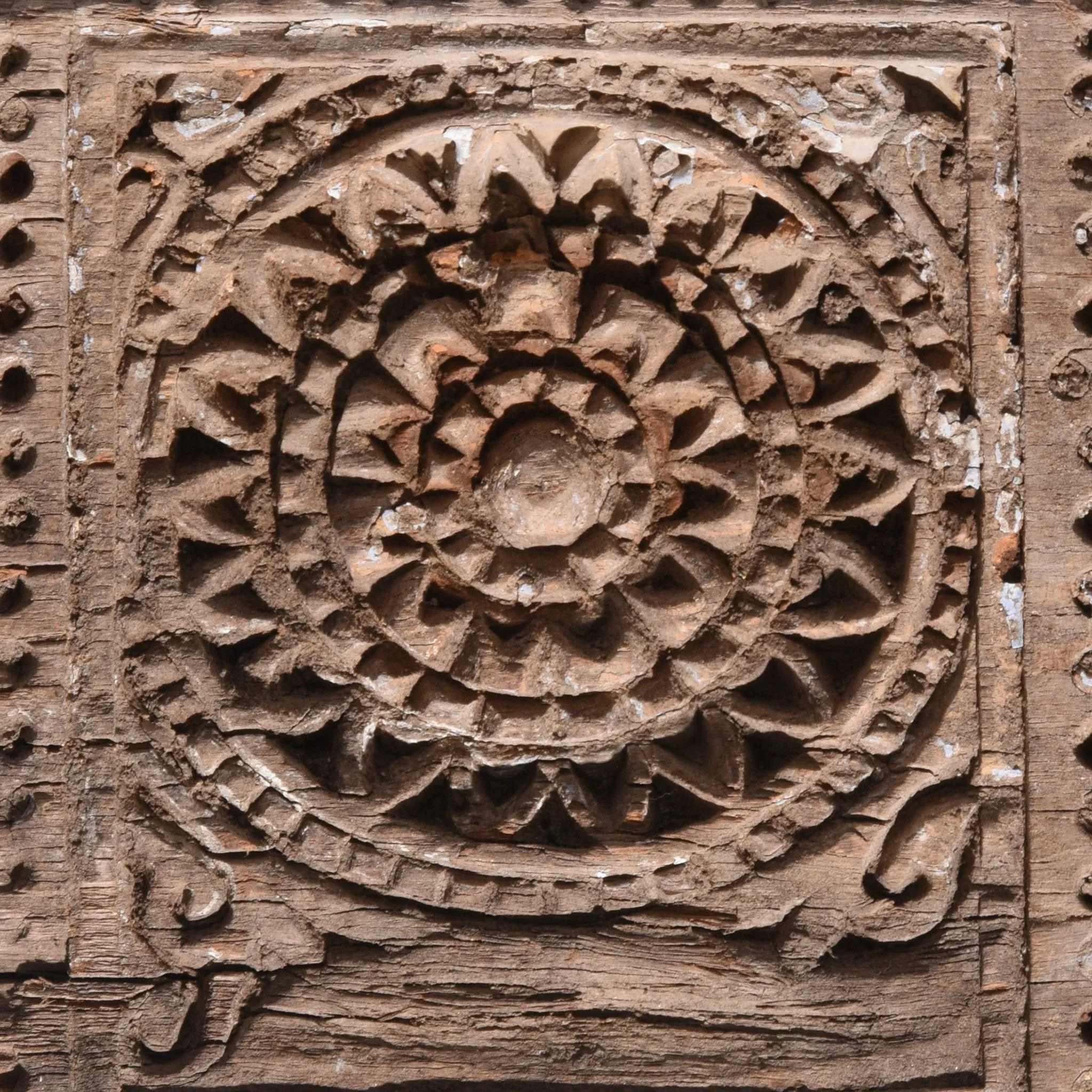 Carved Teak Ganesh Lintel Panel From Gujarat - 18thC