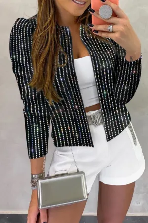 Casual Patchwork Sequins Cardigan