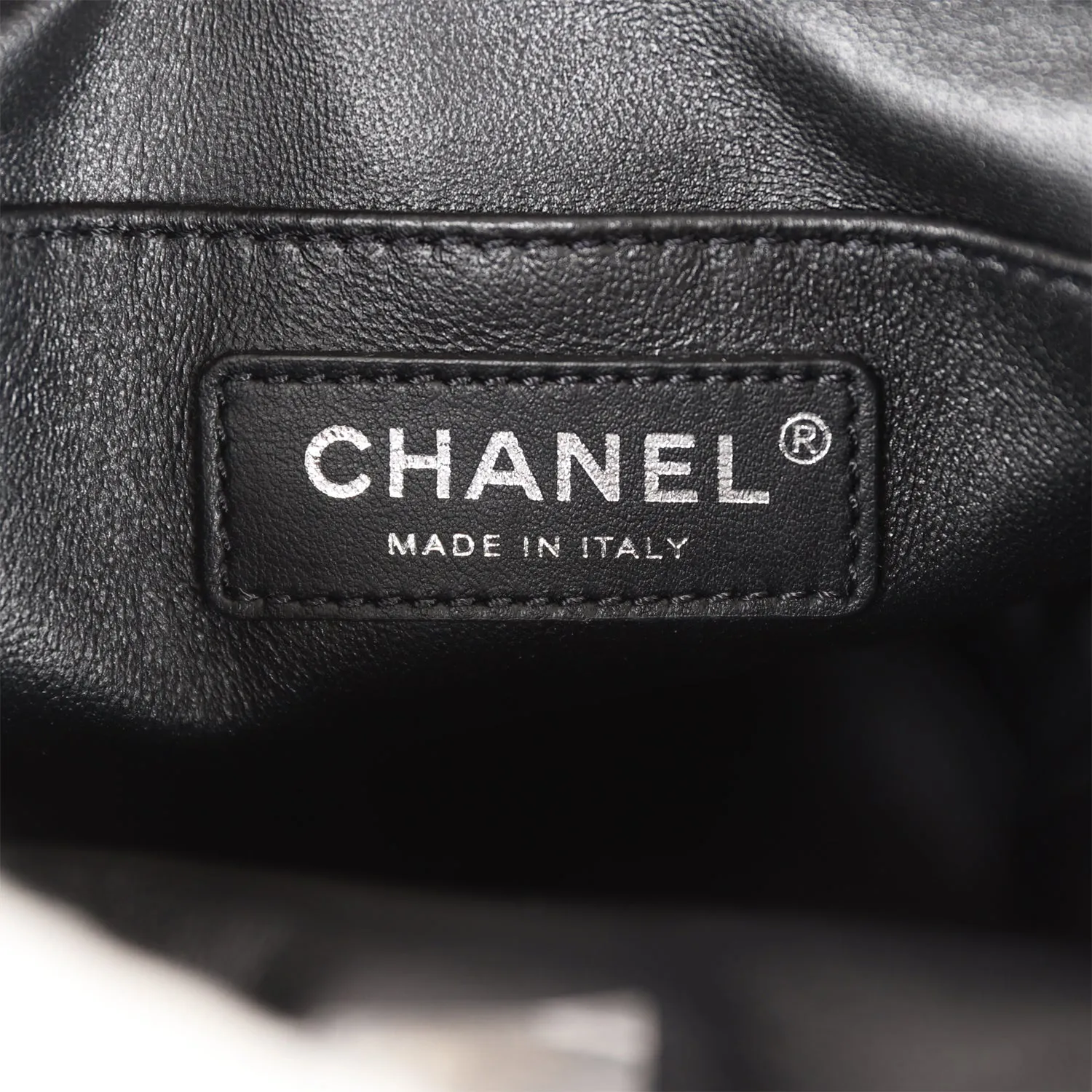 Chanel Mini Bucket Bag Black Lambskin Silver Hardware