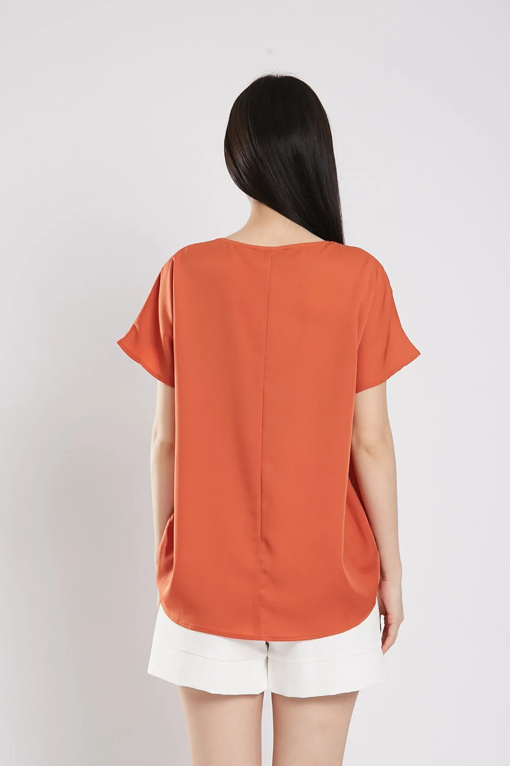 Charlita Basic Top in Brick Red