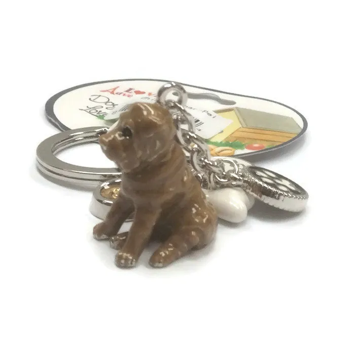 Chinese sharpei dog breed 3D keyring