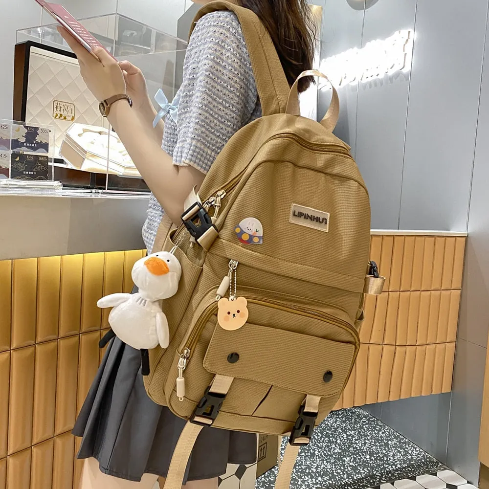 Christmas Gift 2021 New Kawaii Vintage Women Backpack Female Large Capacity Travel Backpack Khaki Laptop School Bag Trendy Teen Girls Bookbag