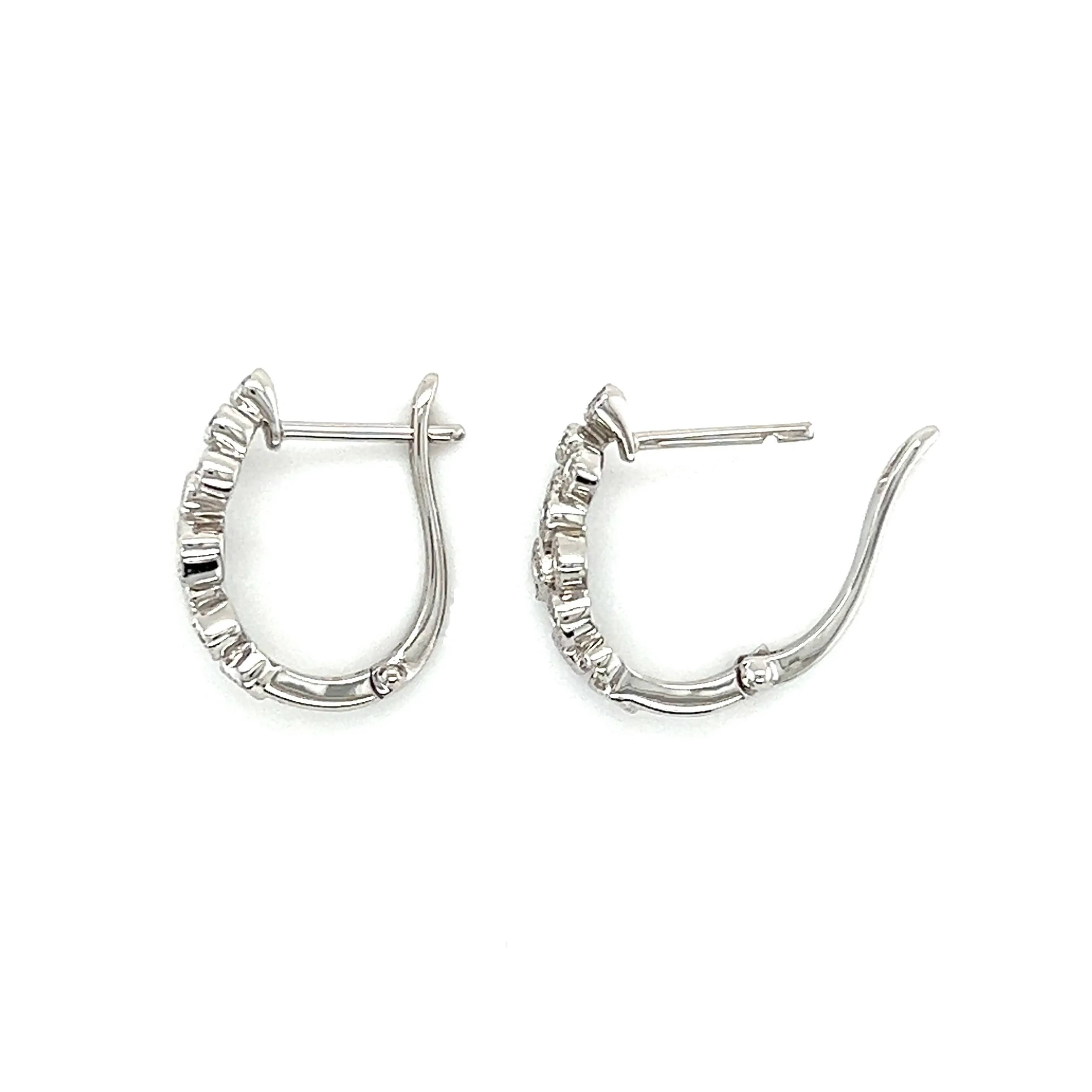 Cluster Diamond Hoop Earrings with 0.36ctw of Diamonds in 14K White Gold