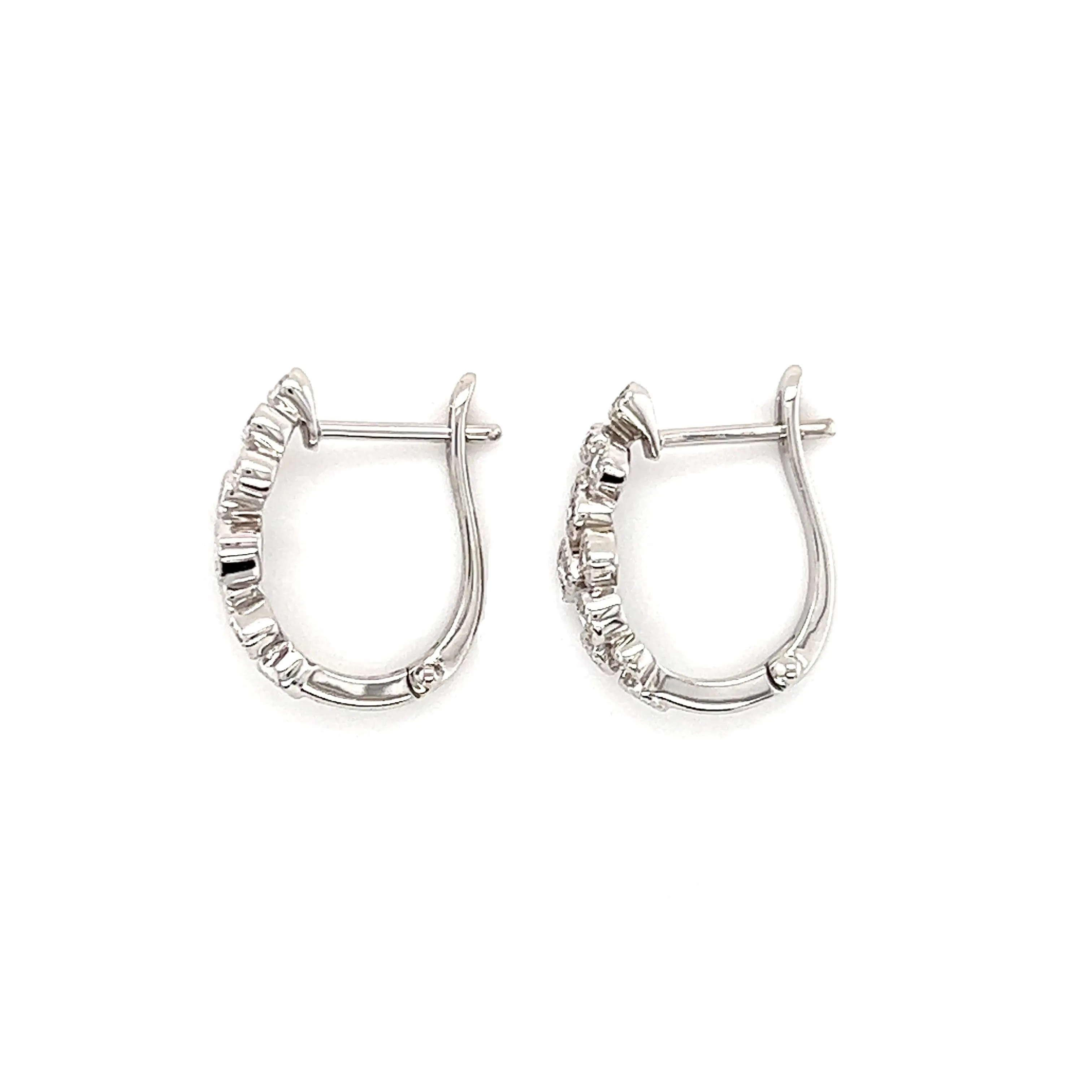 Cluster Diamond Hoop Earrings with 0.36ctw of Diamonds in 14K White Gold