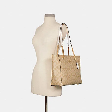 Coach Marlie Tote in Signature Canvas in Light Khaki