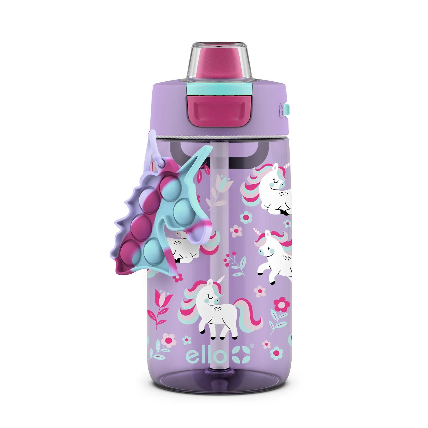 Colby Pop! 14oz Plastic Kids Water Bottle With Fidget Charm