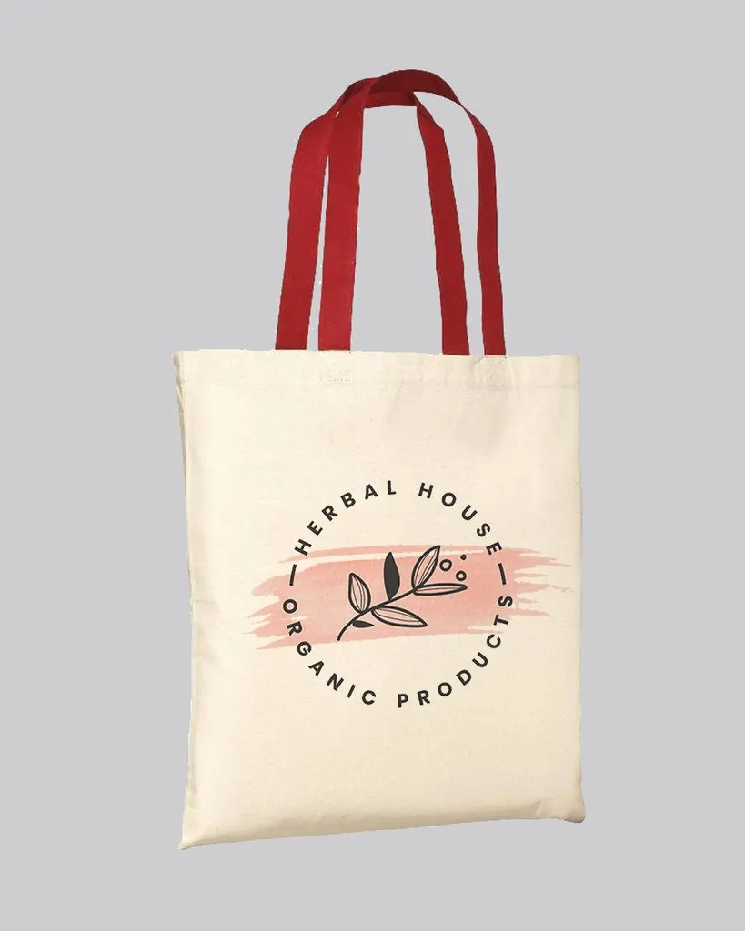 Color Handle Customized Cotton Tote Bags / Promo Logo Tote Bags Two Tone - TB160