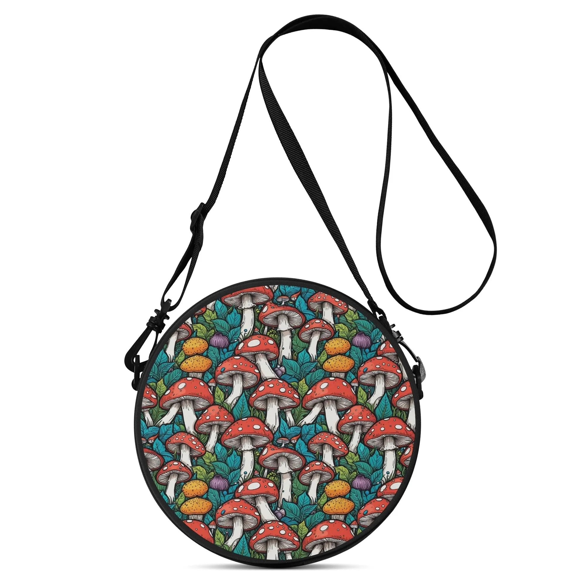 Colorful Mushrooms Round Satchel Bag