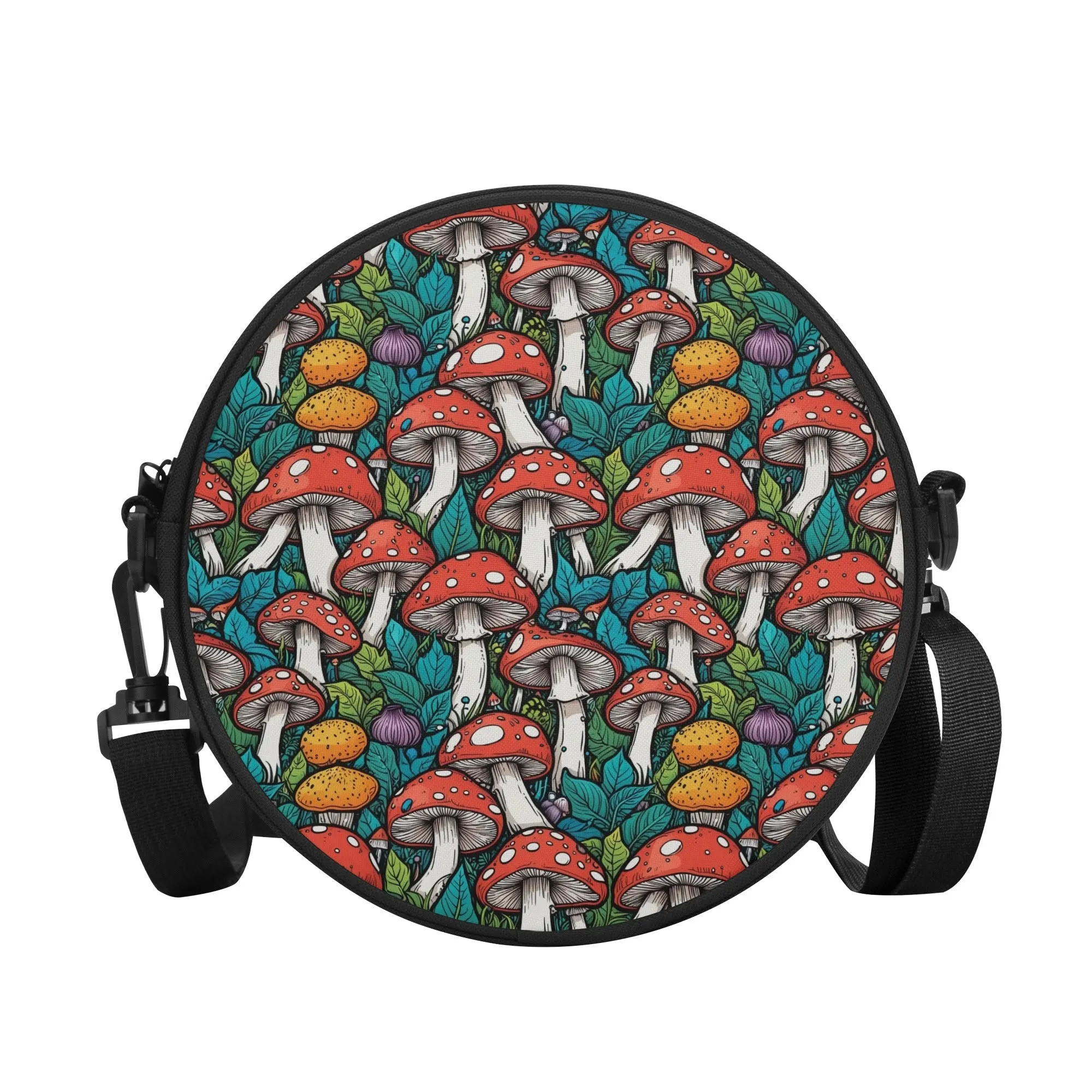 Colorful Mushrooms Round Satchel Bag