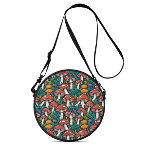 Colorful Mushrooms Round Satchel Bag