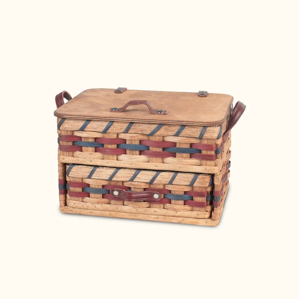 Craft & Sewing Organizer | Amish Woven Storage Basket w/Drawer