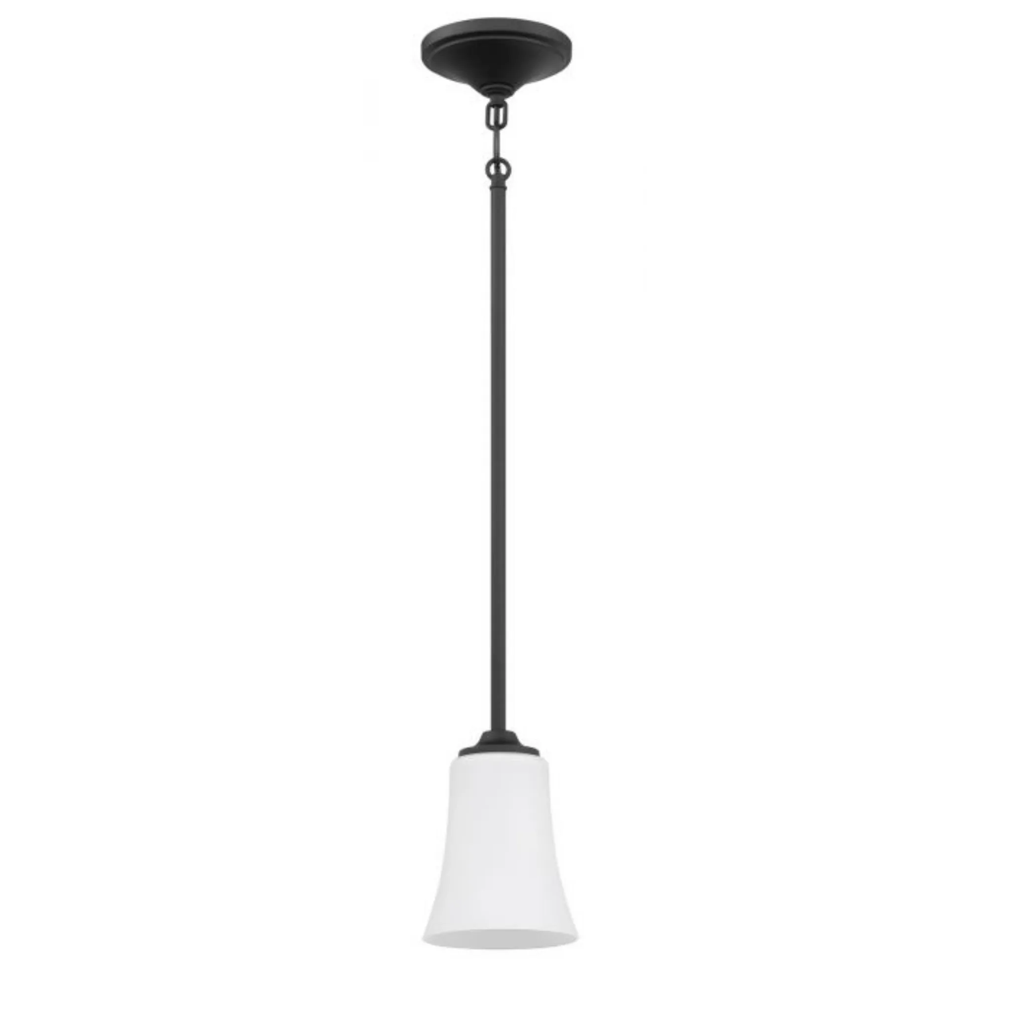 Craftmade Gwyneth 1 Light Mini Pendant Lamp in Flat Black - White Frost Glass