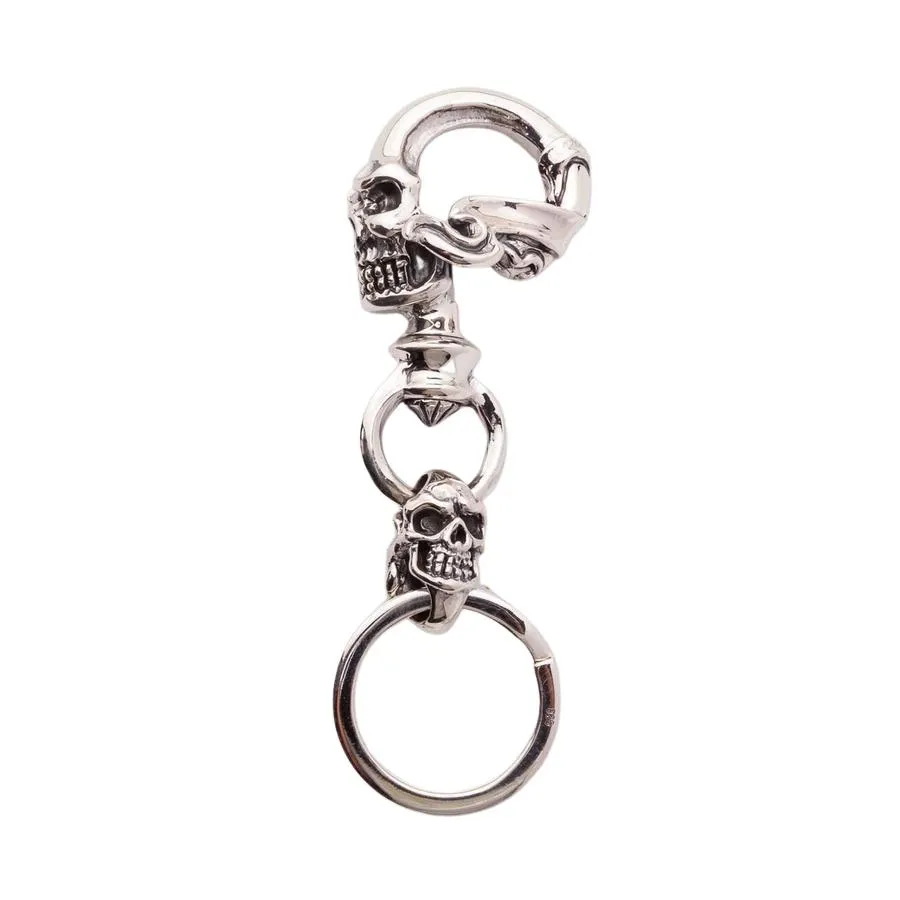 Crazy Skull Sterling Silver Biker Keychain Skull Jewelry