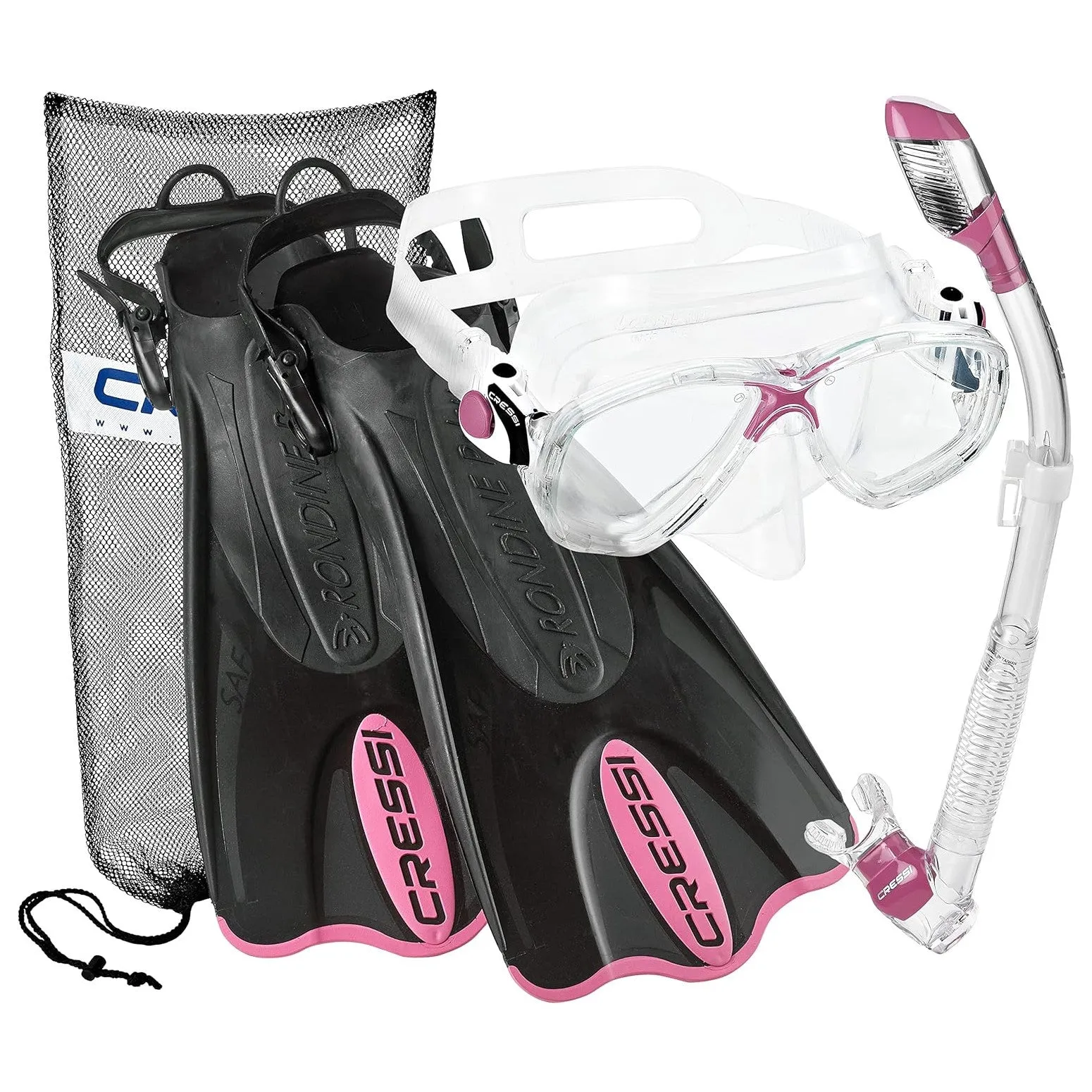 Cressi Marea Mask - Supernova Dry Snorkel - Palau SAF Fins Snorkel Set