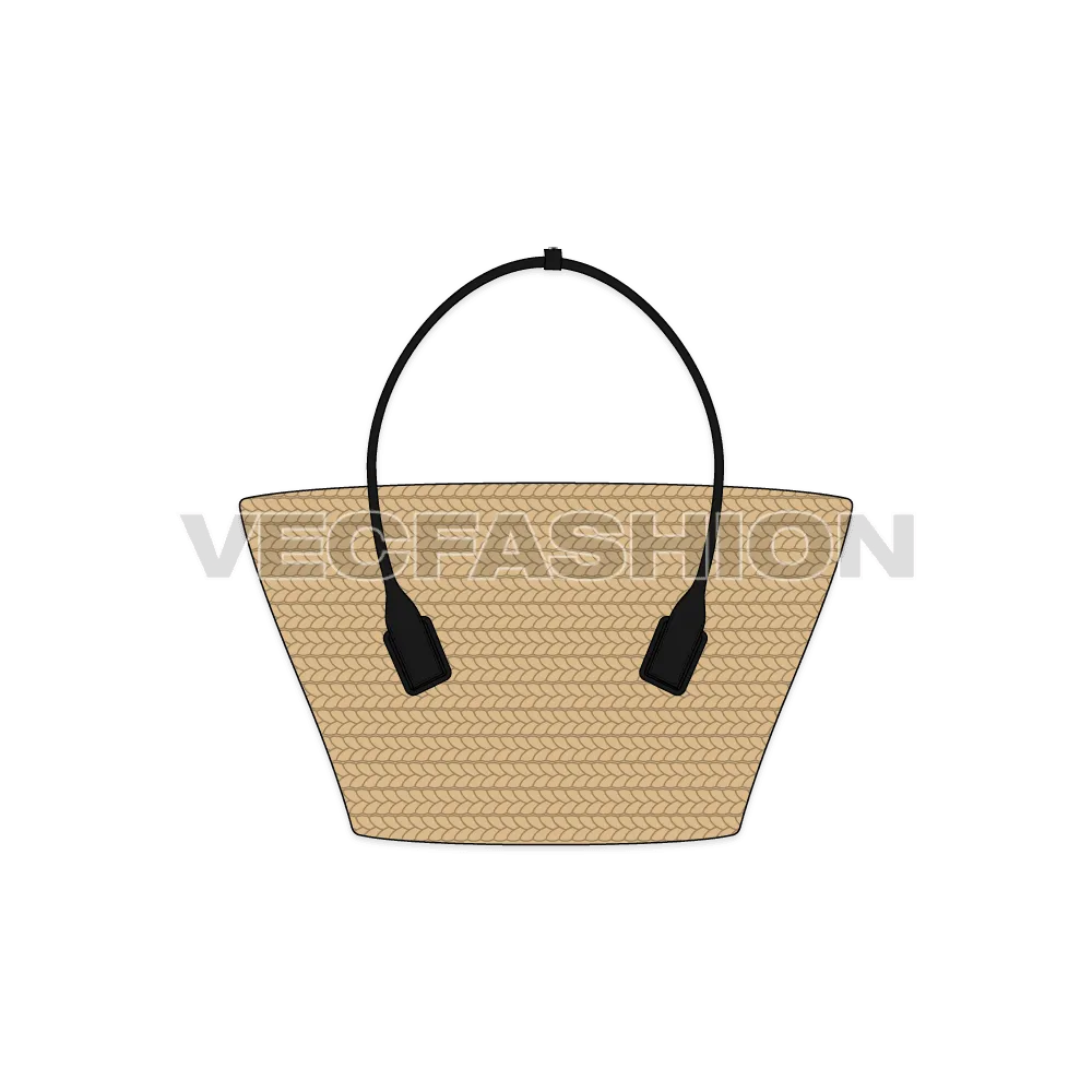 Crochet Tote Bag Flat Sketch