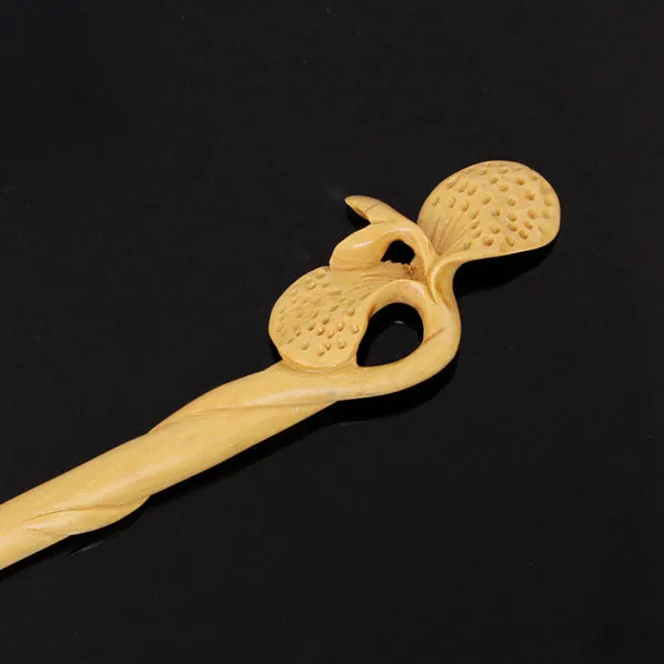 CrystalMood Handmade Carved Wood Hair Stick Sprout