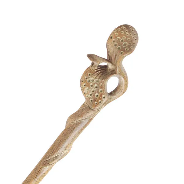 CrystalMood Handmade Carved Wood Hair Stick Sprout