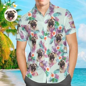 Custom Face Men Hawaiian Shirts Personalised Cute Dog Face for Pet Lover