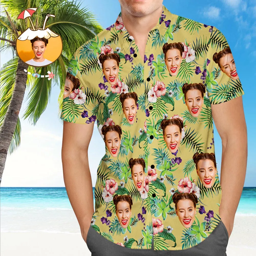 Custom Hawaiian Shirt with Dog Face Custom Tropical Shirt Personalised Hawaiian Shirt