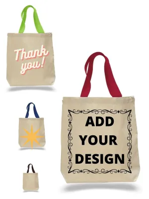 Custom Heavy Cotton Canvas Tote Bag With Contrast Handles