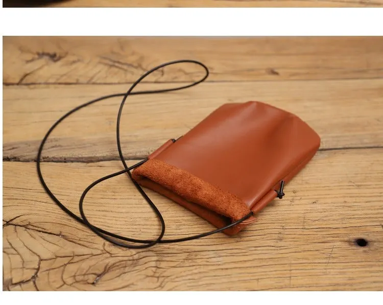 Cute Black LEATHER Side Bag Phone WOMEN SHOULDER BAG Slim Phone Crossbody Pouch FOR WOMEN