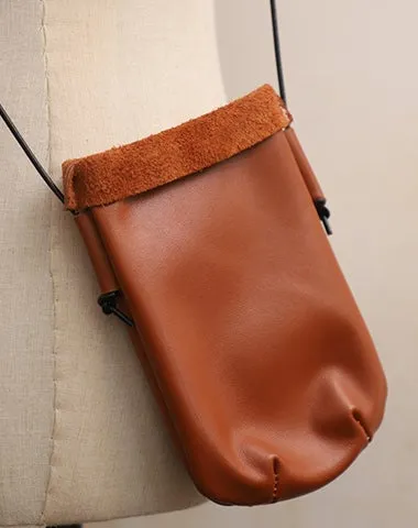 Cute Black LEATHER Side Bag Phone WOMEN SHOULDER BAG Slim Phone Crossbody Pouch FOR WOMEN