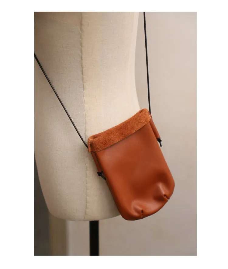 Cute Black LEATHER Side Bag Phone WOMEN SHOULDER BAG Slim Phone Crossbody Pouch FOR WOMEN