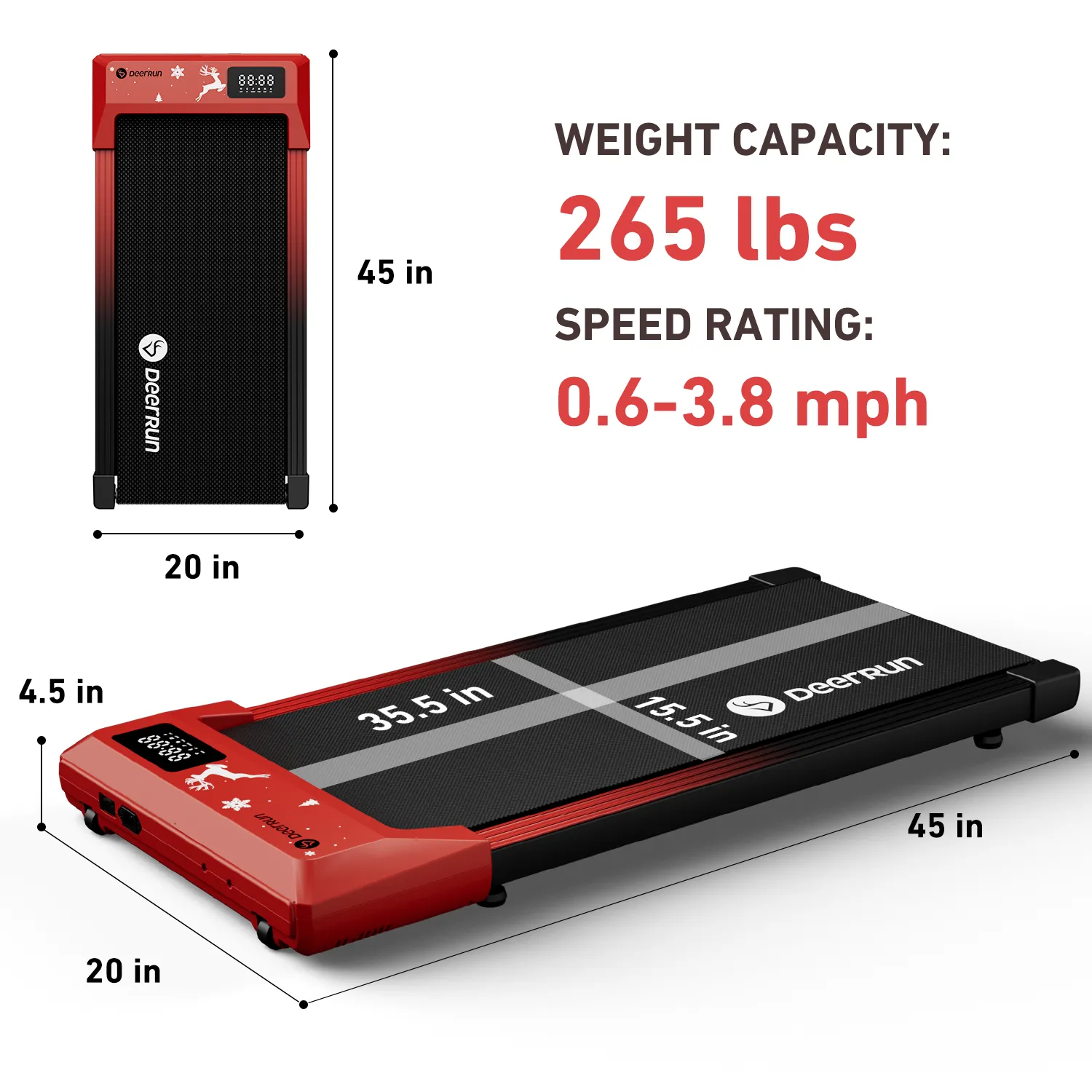 DeerRun Brand Red Under Desk Limited Edition Treadmill with Remote Control - Only Sold on Official Store