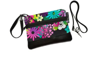 Deluxe Long Zip Phone Bag - Converts to Cross Body Purse - Groovy Garden Fabric