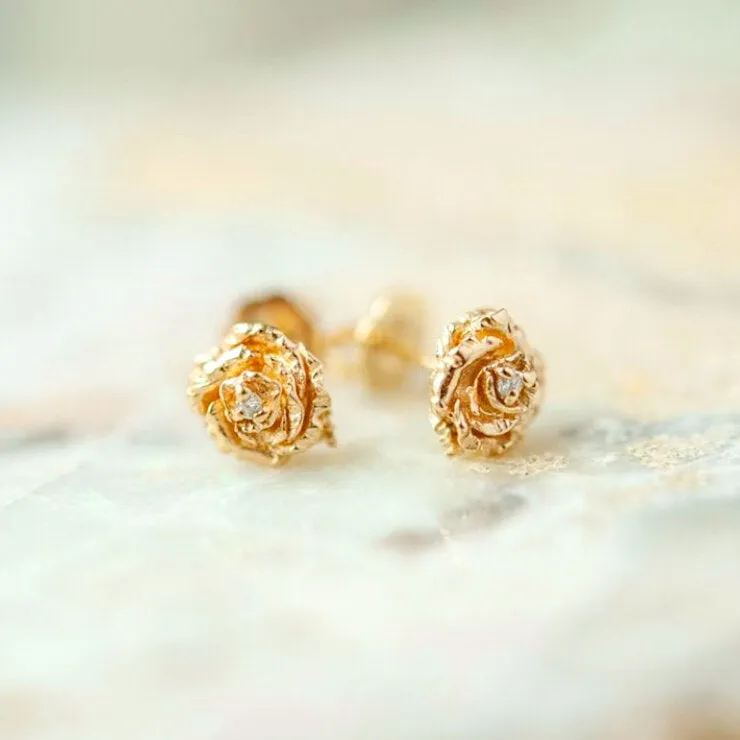 Diamond Dewdrop Rose Stud