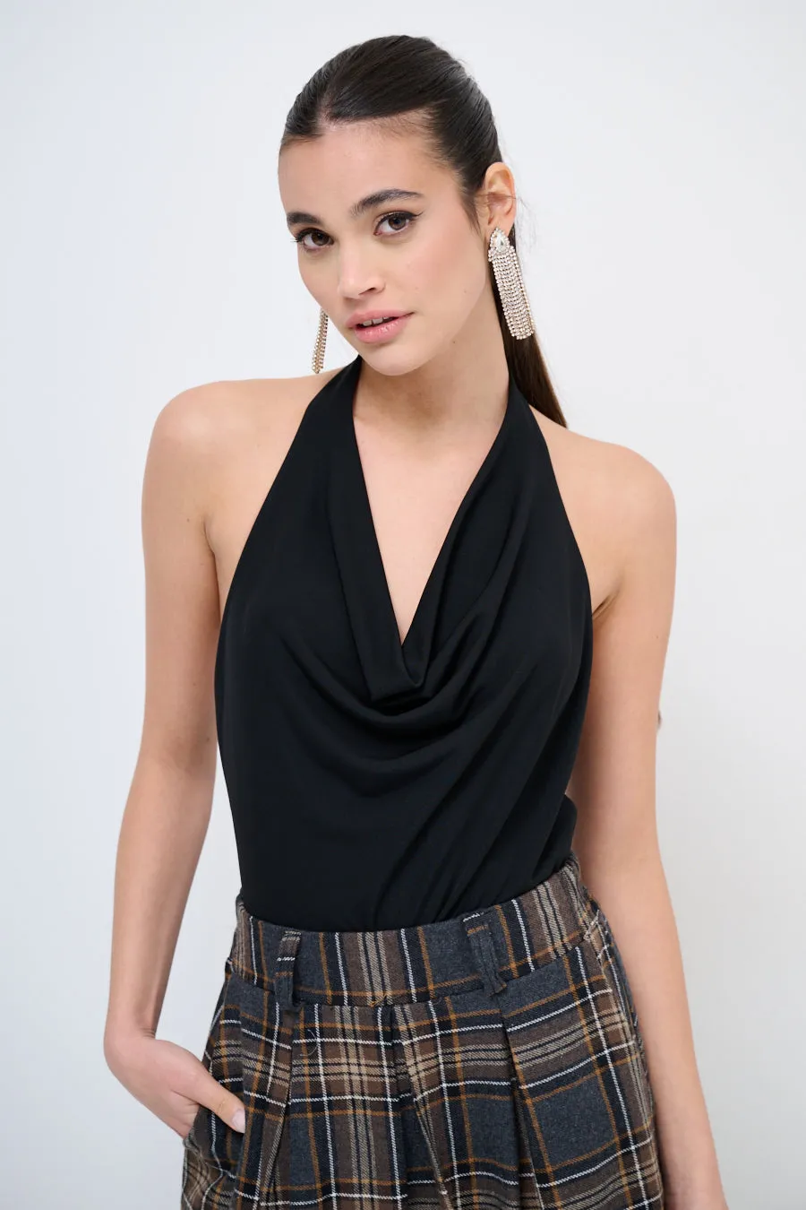 Draped halter neck top wholesale