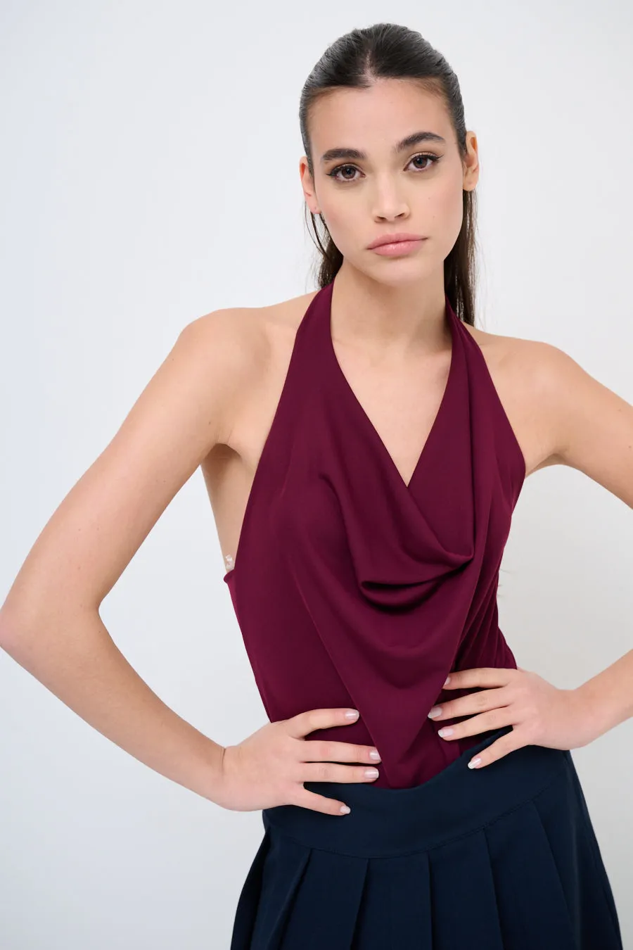 Draped halter neck top wholesale