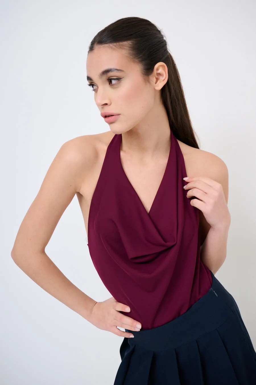 Draped halter neck top wholesale